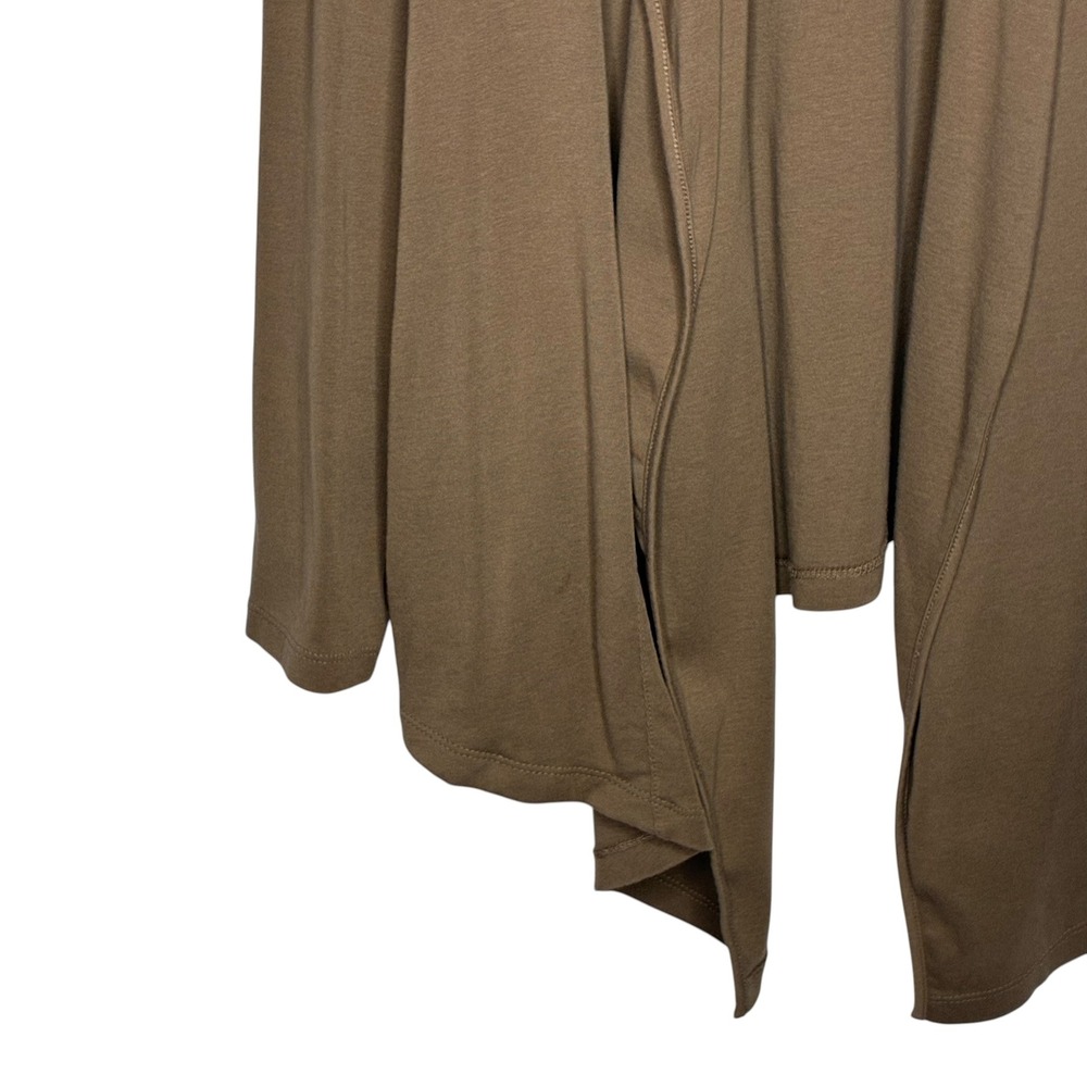 J Jill Perfect Pima Cascade Cardigan 2X Women Olive Brown Cotton Open Front - Picture 4 of 9